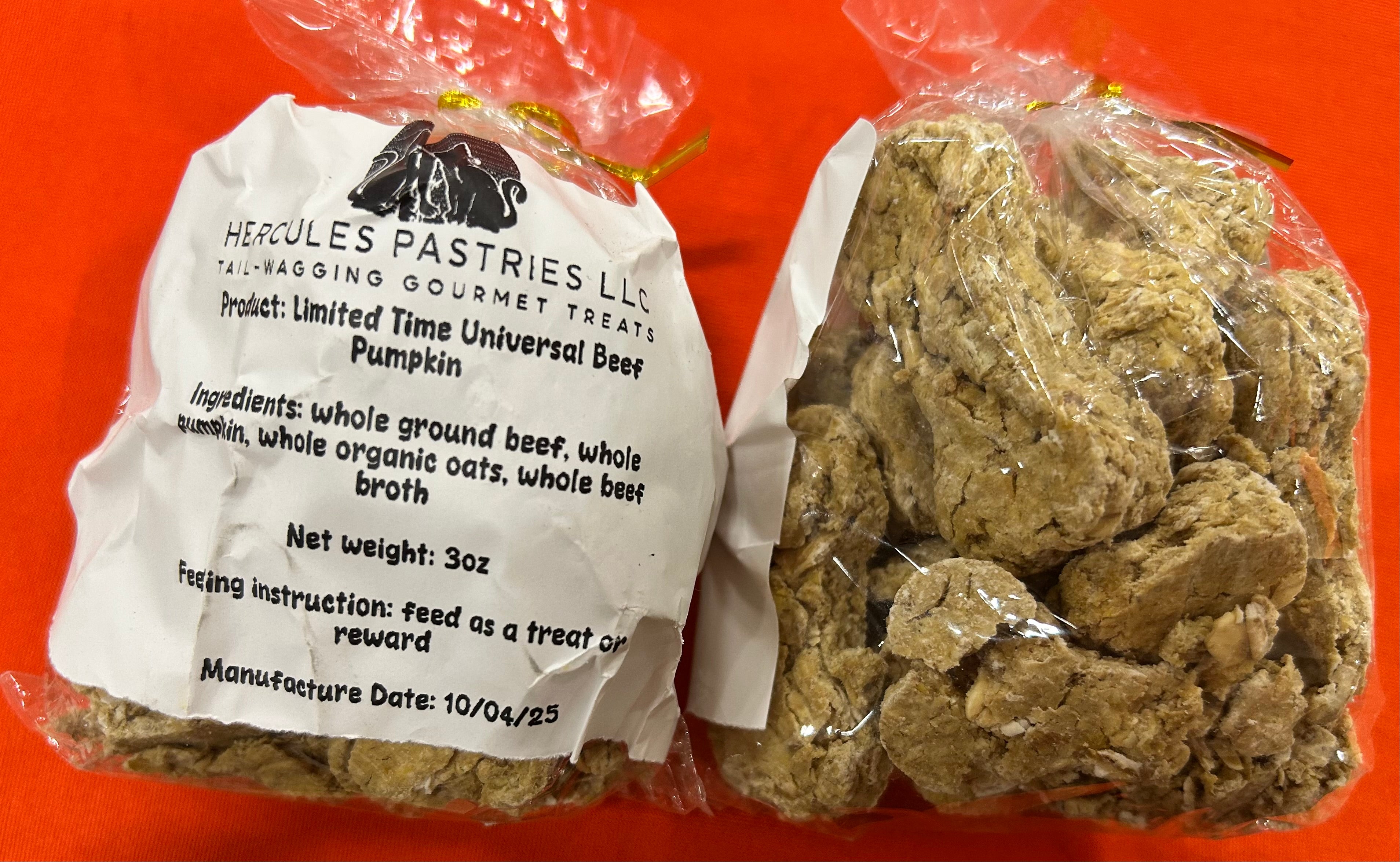 *Doggie/Kittie Beef Pumpkin Treats (3oz) $13.00